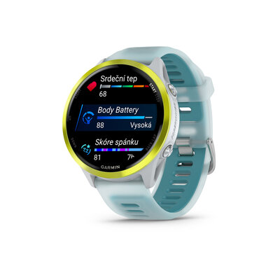 Garmin Forerunner 570 (47mm), Amp Yellow, Translucent Whitestone, Turqoise Band