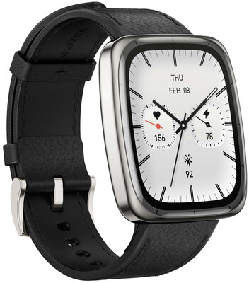 Amazfit Active 2 (Square) Black Leather (+ replacement strap)