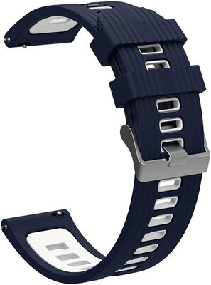 Ricardo Silicone Strap 22mm (for Garmin Venu, Forerunner 255, Vívoactive 4, etc.), blue and white V1, Quick Release