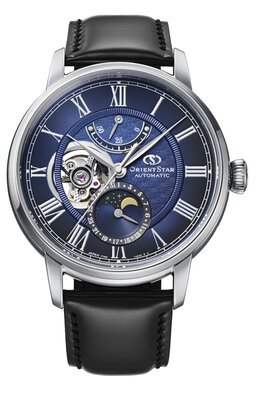 Orient Star Classic M45 F7 Moon Phase Open Heart Automatic RE-BT0006L00B (+ spare strap)