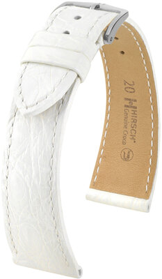 Leather strap Hirsch Genuine Croco 18900800-2, White, crocodile skin, Quick Release