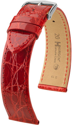 Leather strap Hirsch Genuine Croco 18900820-2, Red, crocodile skin, Quick Release