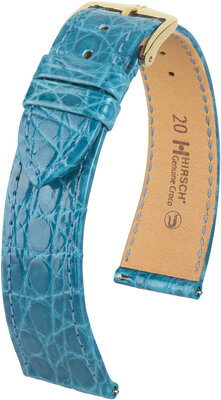 Leather strap Hirsch Genuine Croco 18900883-7, Blue, crocodile skin, Quick Release