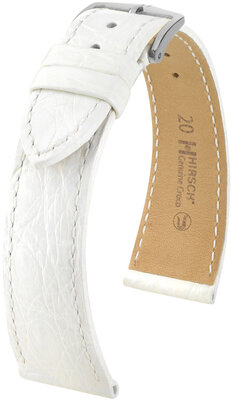 Hirsch Genuine Croco Leather Strap L 18920800-2, white, crocodile leather, length L, Quick Release