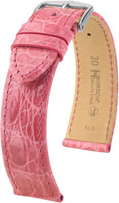 Hirsch Genuine Croco Leather Strap L 18920825-2, pink, crocodile leather, length L, Quick Release