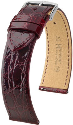 Leather strap Hirsch Genuine Croco L 18920860-2, red, crocodile leather, length L, Quick Release