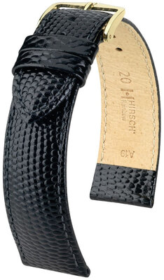 Leather strap Hirsch Rainbow L 12322650NQ-1, black, calf leather, length L