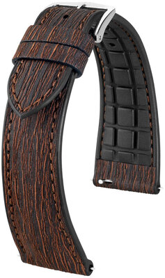 Leatherette strap Hirsch Bark 0935045115-2, Brown, Quick Release