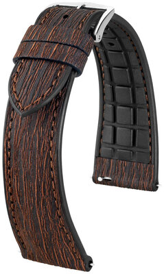 Hirsch Bark L 0935045015-2 leather strap, brown, length L, Quick Release