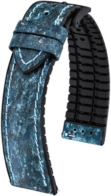 Leather strap Hirsch Stone L 0925044080-5, blue, length L, Quick Release