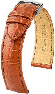 Leather strap Hirsch Baron L 08404079-2, orange, crocodile leather, length L