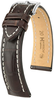 Leather strap Hirsch Capitano L 04807019-2, brown, alligator leather, length L, Quick Release