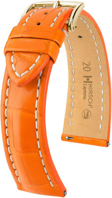 Leather strap Hirsch Capitano L 04807076-1, orange, alligator leather, length L, Quick Release