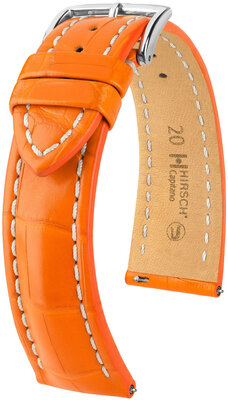 Leather strap Hirsch Capitano L 04807076-2, orange, alligator leather, length L, Quick Release