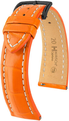 Leather strap Hirsch Capitano L 04807076-5, orange, alligator leather, length L, Quick Release