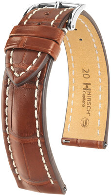 Leather strap Hirsch Capitano L 04807079-2, orange, alligator leather, length L, Quick Release