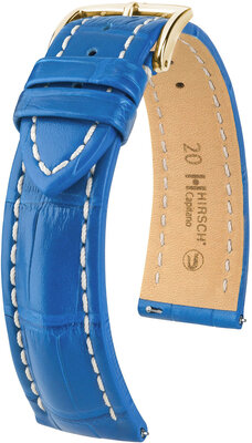 Leather strap Hirsch Capitano L 04807085-1, blue, alligator leather, length L, Quick Release