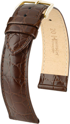 Leather strap Hirsch Crocograin 12302810NQ-1, Brown, veal
