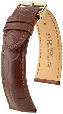 Leather strap Hirsch Genuine Alligator L 10220719NQ-1, brown, alligator leather, length L