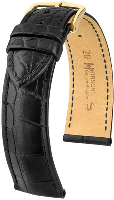 Leather strap Hirsch Genuine Alligator L 10220759NQ-1, black, alligator leather, length L