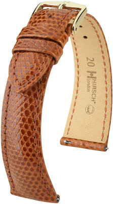 Leather strap Hirsch London 04366170-7, Brown, lizard skin, Quick Release