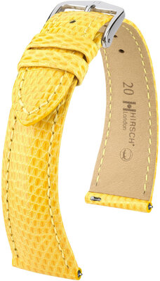 Leather strap Hirsch London 04366172-2, Yellow, lizard skin, Quick Release