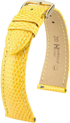 Leather strap Hirsch London 04366172-7, Yellow, lizard skin, Quick Release
