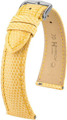 Leather strap Hirsch London 04366173-2, Yellow, lizard skin, Quick Release