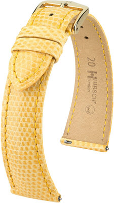 Leather strap Hirsch London 04366173-7, Yellow, lizard skin, Quick Release