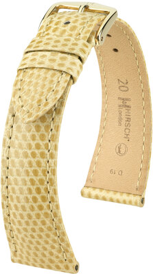 Leather strap Hirsch London 04366190-7, Beige, lizard skin, Quick Release
