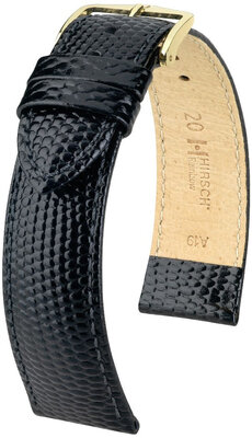 Leather strap Hirsch Rainbow 12302650NQ-1, black, veal