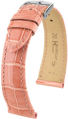 Leather strap Hirsch London 04307123-2, Pink, alligator skin, Quick Release