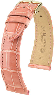 Leather strap Hirsch London 04307123-7, Pink, alligator skin, Quick Release
