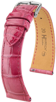 Leather strap Hirsch London 04307124-2, Pink, alligator skin, Quick Release