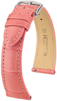 Leather strap Hirsch London 04307125-2, Pink, alligator skin, Quick Release