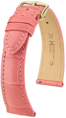 Leather strap Hirsch London 04307125-7, Pink, alligator skin, Quick Release