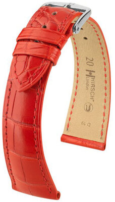 Leather strap Hirsch London 04307129-2, Red, alligator skin, Quick Release