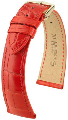 Leather strap Hirsch London 04307129-7, Red, alligator skin, Quick Release