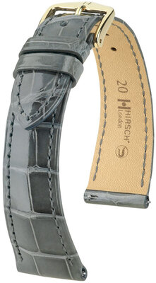Leather strap Hirsch London 04307130-7, Grey, alligator skin, Quick Release