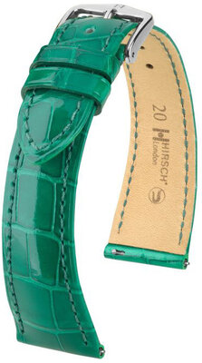 Leather strap Hirsch London 04307140-2, Green, alligator skin, Quick Release