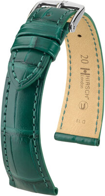 Leather strap Hirsch London 04307149-2, Green, alligator skin, Quick Release