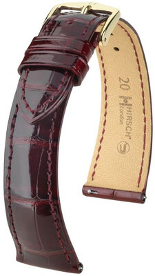 Leather strap Hirsch London 04307160-7, Red, alligator skin, Quick Release