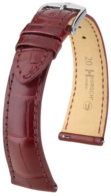 Leather strap Hirsch London 04307169-2, Red, alligator skin, Quick Release