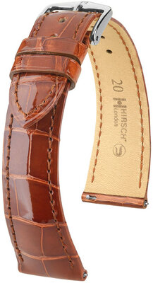 Leather strap Hirsch London 04307170-2, Brown, alligator skin, Quick Release