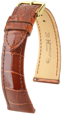Leather strap Hirsch London 04307170-7, Brown, alligator skin, Quick Release