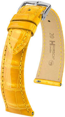 Leather strap Hirsch London 04307173-2, Yellow, alligator skin, Quick Release