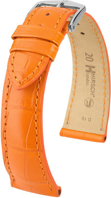 Leather strap Hirsch London 04307176-2, orange, alligator skin, Quick Release