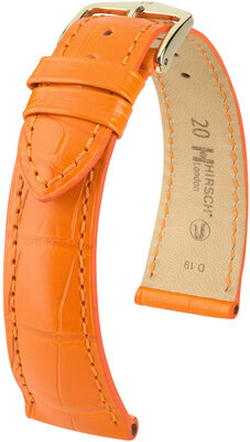 Leather strap Hirsch London 04307176-7, orange, alligator skin, Quick Release
