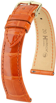 Leather strap Hirsch London 04307177-7, orange, alligator skin, Quick Release