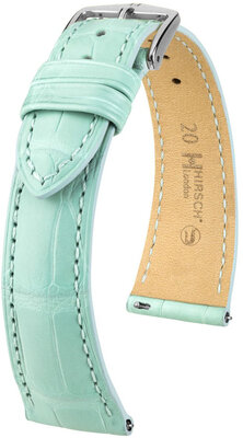 Leather strap Hirsch London 04307181-2, Blue, alligator skin, Quick Release